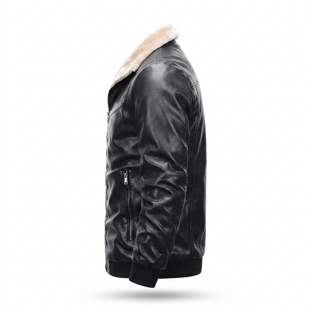 Lederjacken Outlet24 - Sosam | Gefütterte Gekrispelte Lederjacke Herren