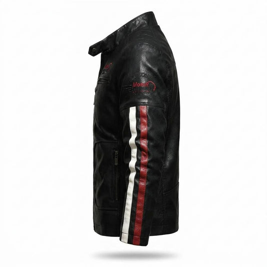 Lederjacken Outlet24 - Luwak | Gestreift Tailliert Lederjacke Herren