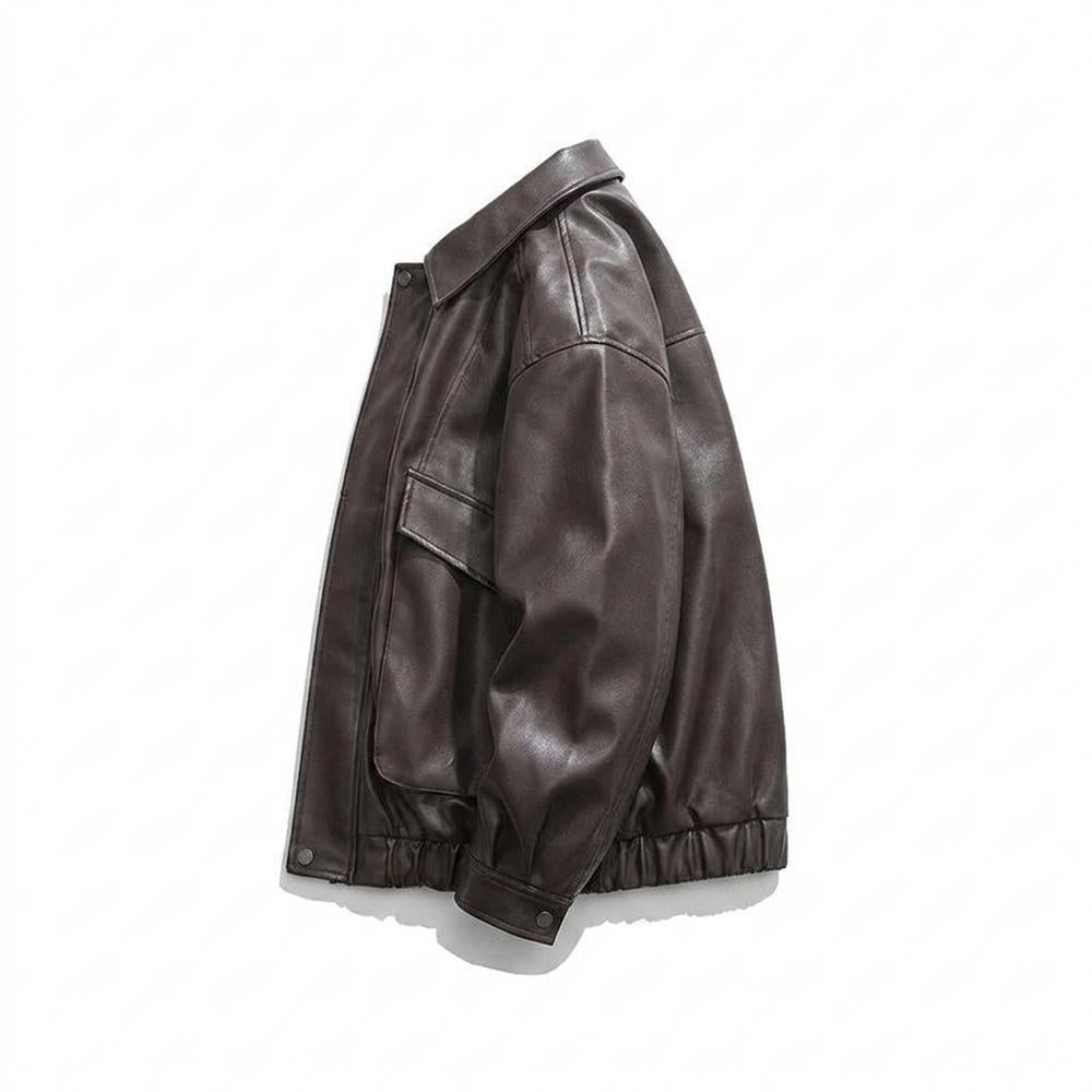 Lederjacken Outlet24 - Dulik | Gefütterte Kastig Geschnittene Lederjacke Unisex