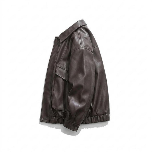 Lederjacken Outlet24 - Dulik | Gefütterte Kastig Geschnittene Lederjacke Unisex