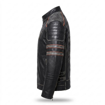 Lederjacken Outlet24 - Mafom | Geprägt Tailliert Lederjacke Herren