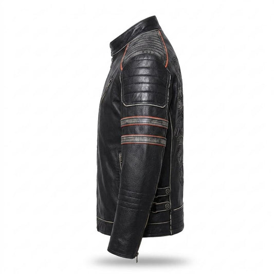 Lederjacken Outlet24 - Mafom | Geprägt Tailliert Lederjacke Herren