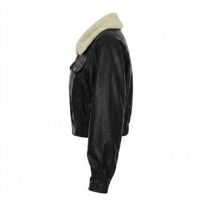 Lederjacken Outlet24 - Sanak | Gefütterte Taillierte Lederjacke Damen