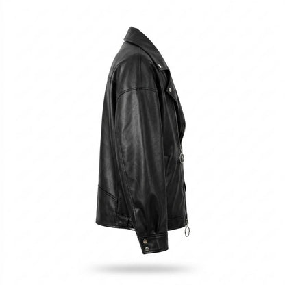 Lederjacken Outlet24 - Mosot | Locker Geschnitten Asymmetrisch Lederjacke Unisex