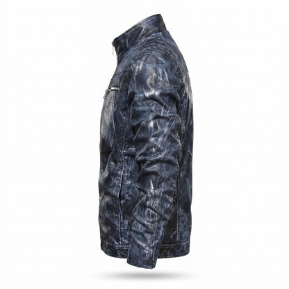 Lederjacken Outlet24 - Euzud | Gewaschene Hochschließende Lederjacke Herren