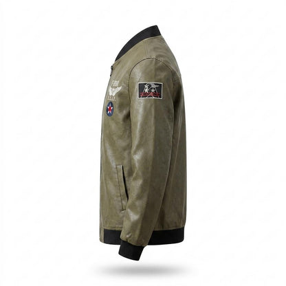 Lederjacken Outlet24 - Kufir | Bestickt Gerippt Lederjacke Herren