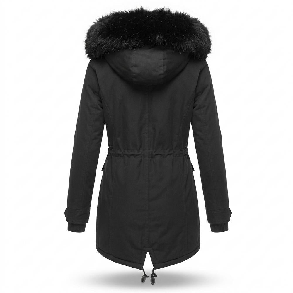 Lederjacken Outlet24 - Manus | Gefütterter Fellbesetzter Mantel Damen