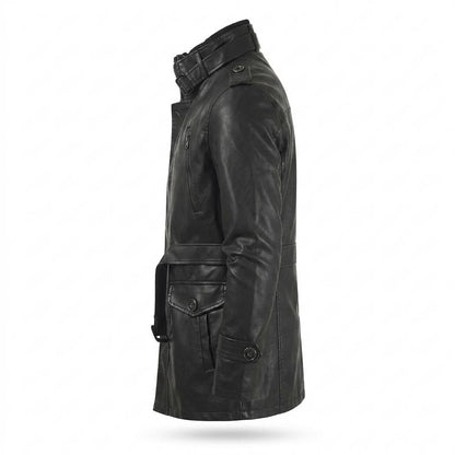 Lederjacken Outlet24 - Altor | Gefütterter Hochschließender Ledermantel Herren