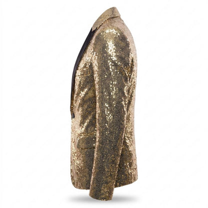 Lederjacken Outlet24 - Naron | Paillettenbesetzt Einknopf Sakko Herren
