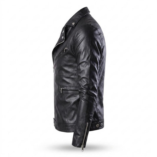 Lederjacken Outlet24 - Eavek | Taillierte Asymmetrische Lederjacke Herren