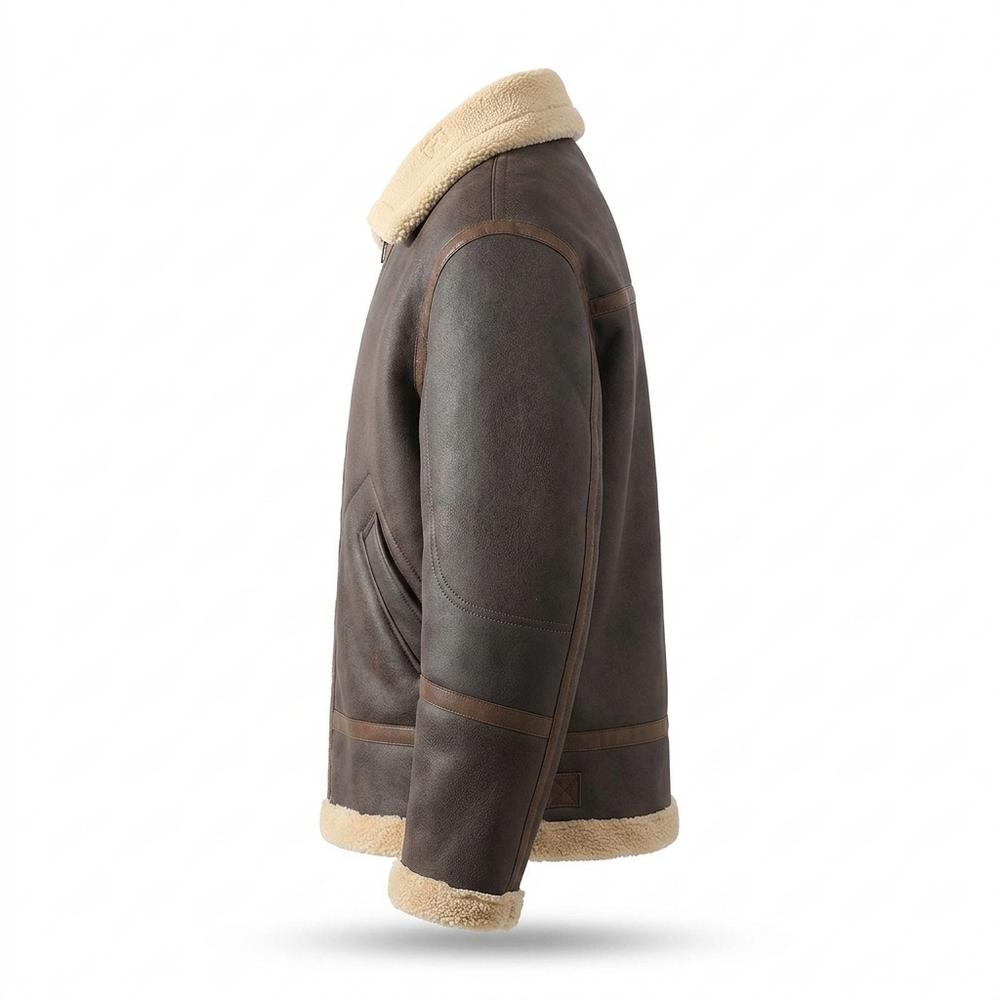 Lederjacken Outlet24 - Kefud | Gefütterte Shearling Lederjacke Herren