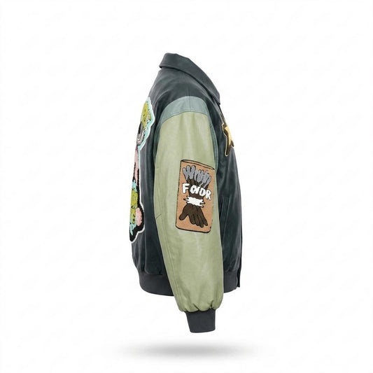 Lederjacken Outlet24 - Eamok | Gepatcht Zweifarbig Lederjacke Unisex