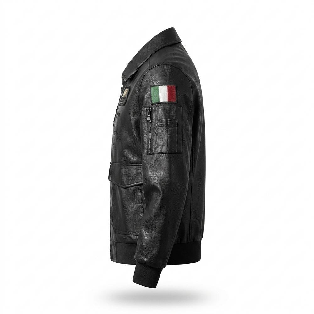 Lederjacken Outlet24 - Vusil | Applizierte Langärmelige Lederjacke Herren