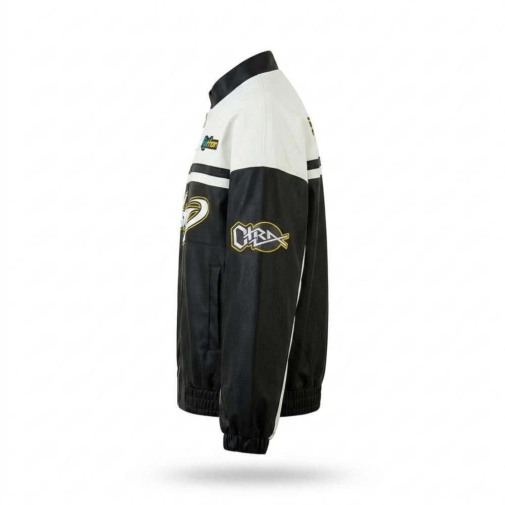 Lederjacken Outlet24 - Dehav | Zweifarbige Bedruckte Lederjacke Unisex