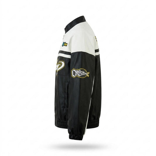 Lederjacken Outlet24 - Dehav | Zweifarbige Bedruckte Lederjacke Unisex