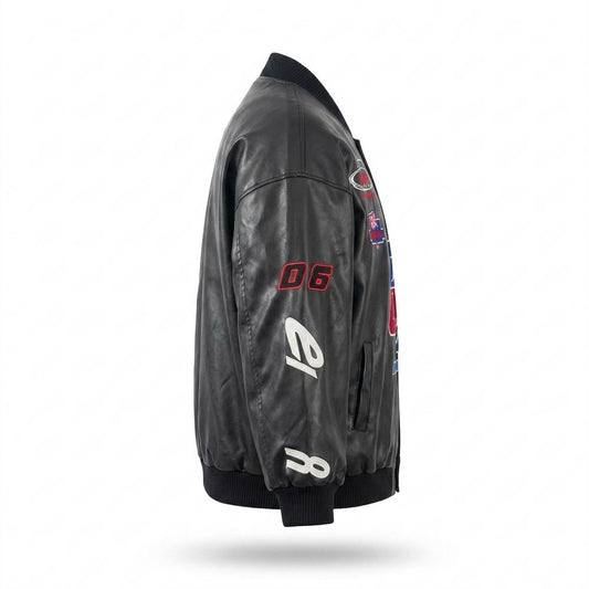 Lederjacken Outlet24 - Rizul | Bestickt Blousonartig Lederjacke Unisex