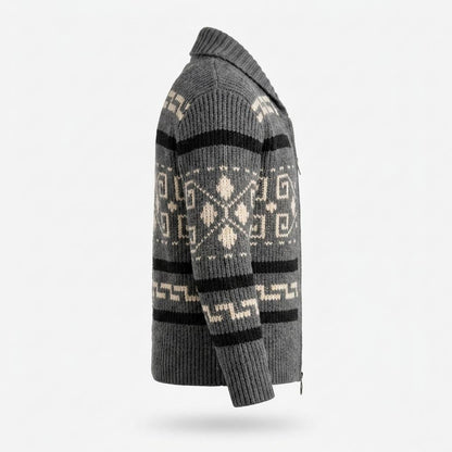 Lederjacken Outlet24 - Dogem | Gemustert Gestrickt Strickjacke Herren