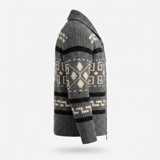Lederjacken Outlet24 - Dogem | Gemustert Gestrickt Strickjacke Herren
