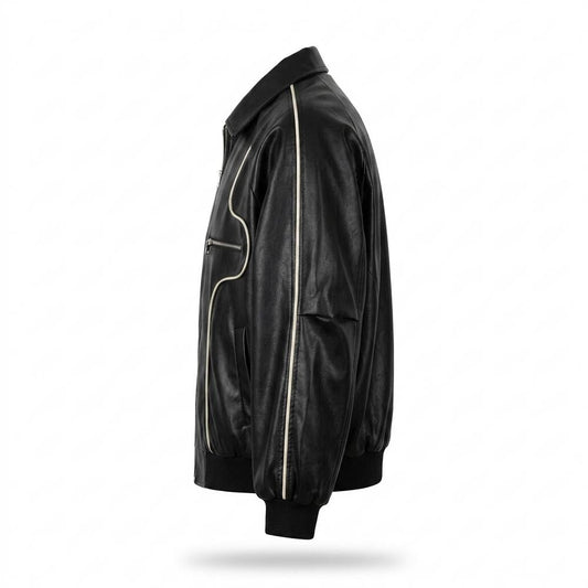 Lederjacken Outlet24 - Kodet | Oversized Paspelierte Lederjacke Herren