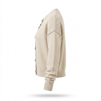 Lederjacken Outlet24 - Sonot | Strukturiert Geknöpft Cardigan Damen