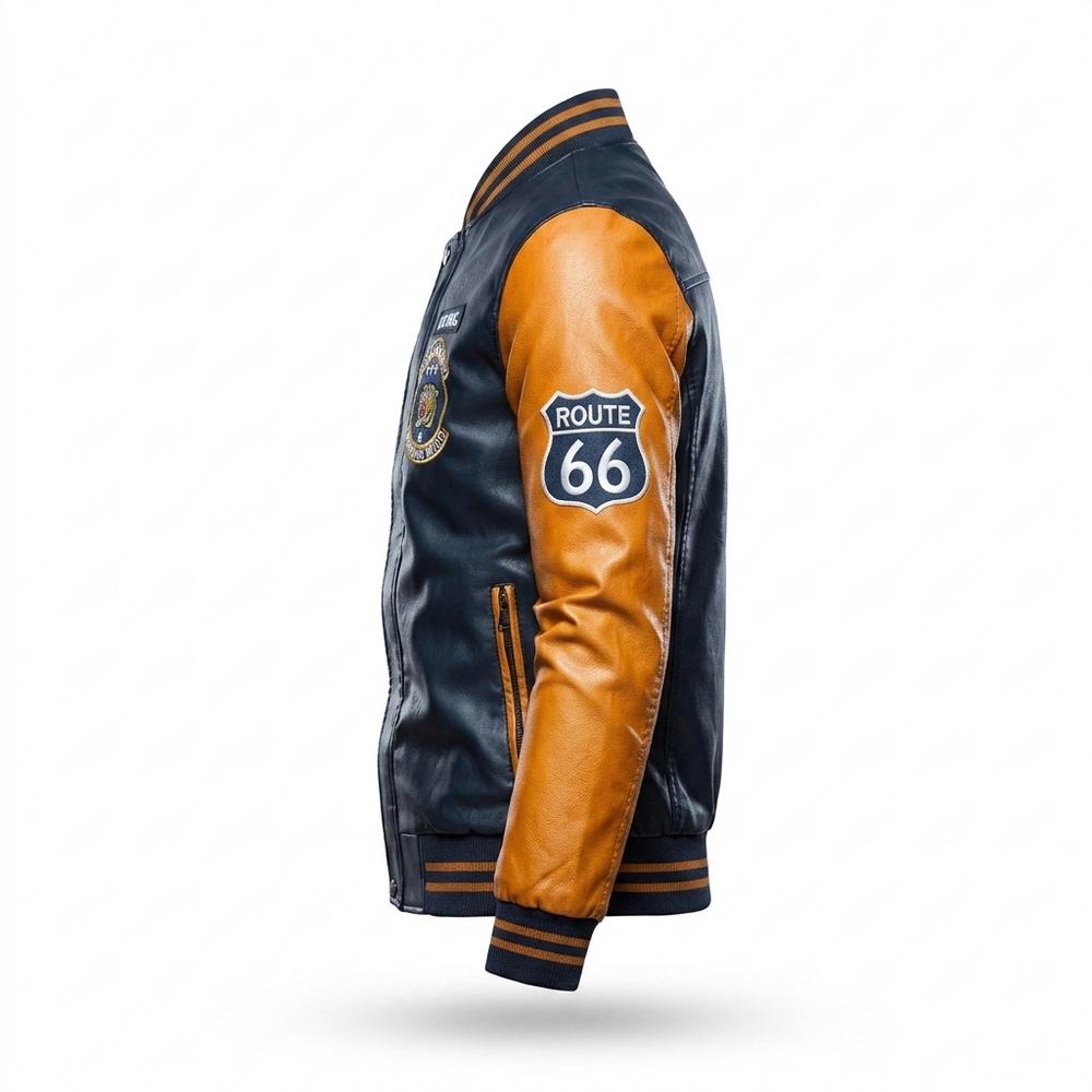 Lederjacken Outlet24 - Ruwen | Bestickt Geknöpft Lederjacke Herren