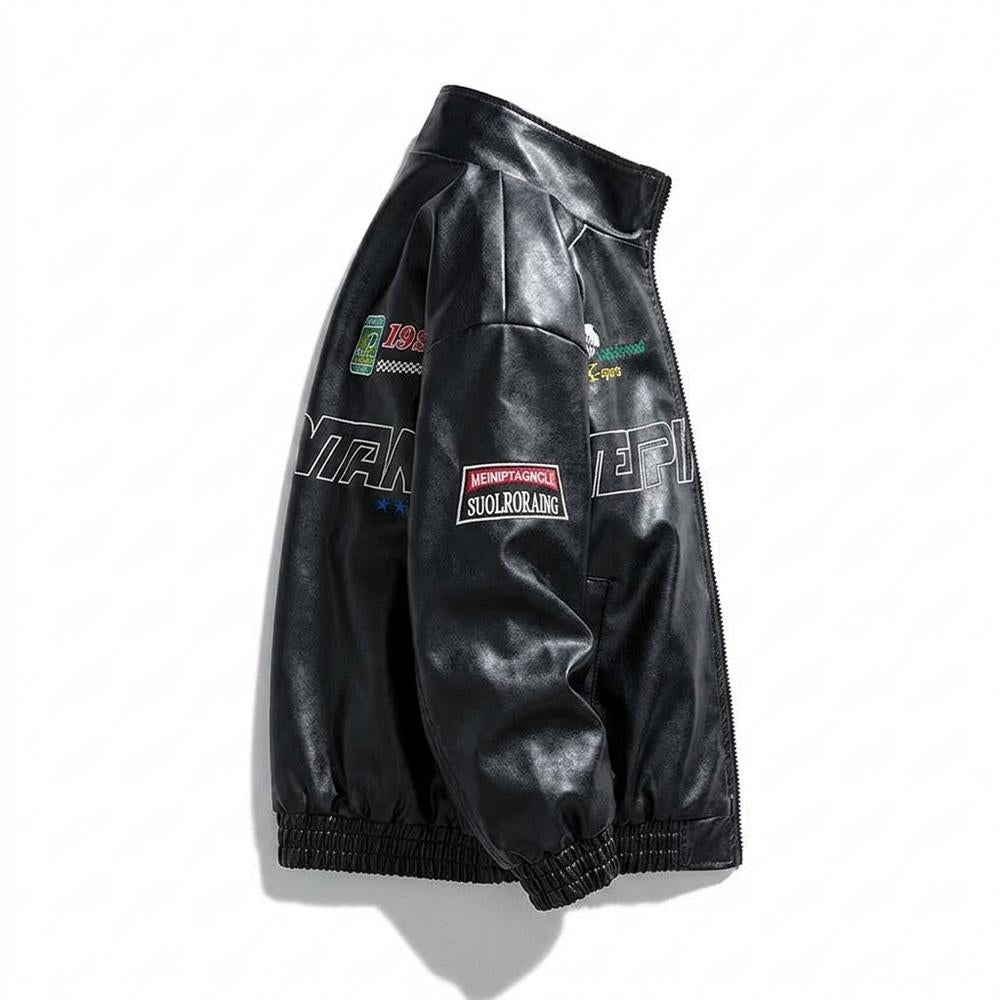 Lederjacken Outlet24 - Numat | Bestickte Grafische Lederjacke Unisex