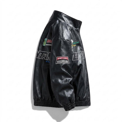 Lederjacken Outlet24 - Numat | Bestickte Grafische Lederjacke Unisex