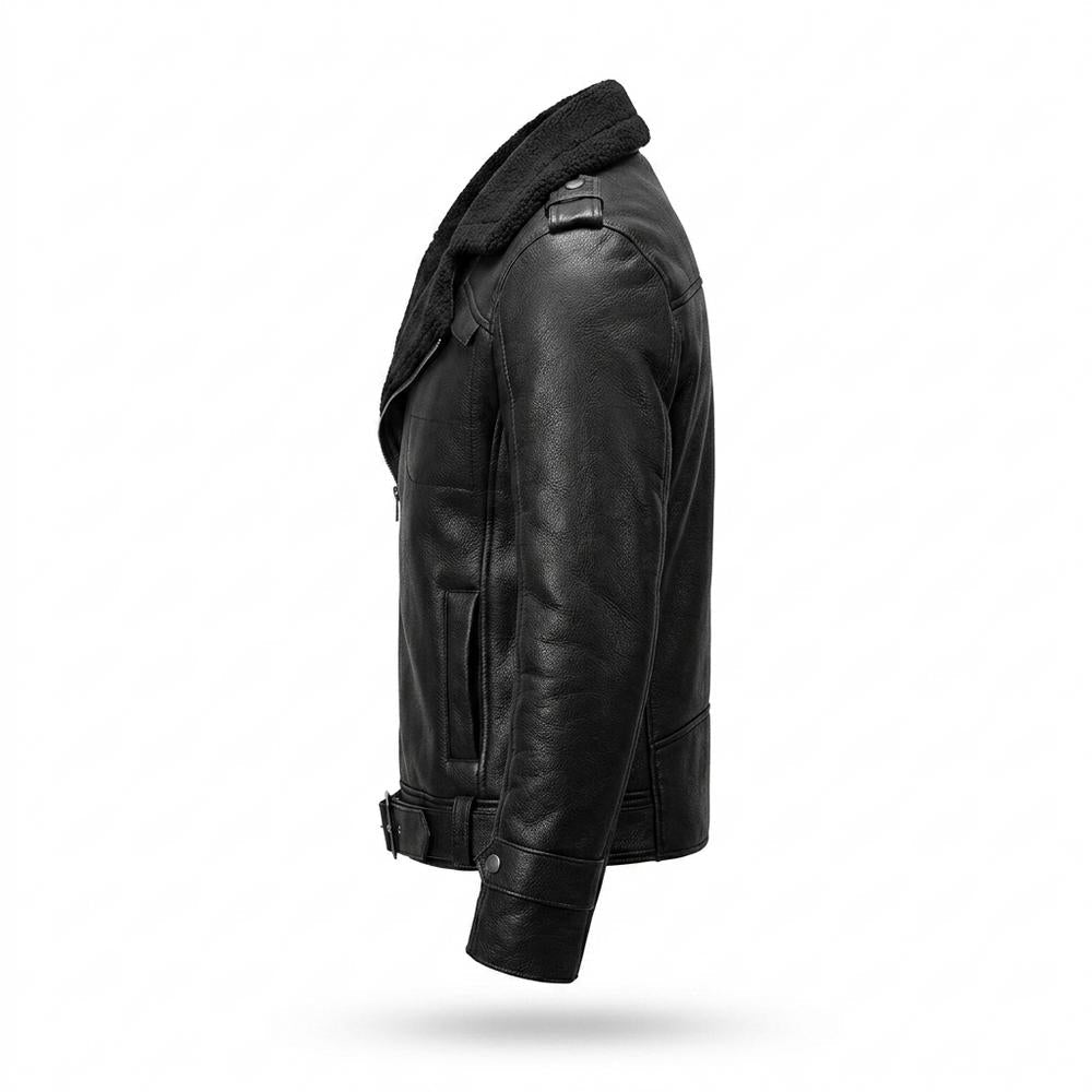 Lederjacken Outlet24 - Koras | Asymmetrisch Gefüttert Lederjacke Herren