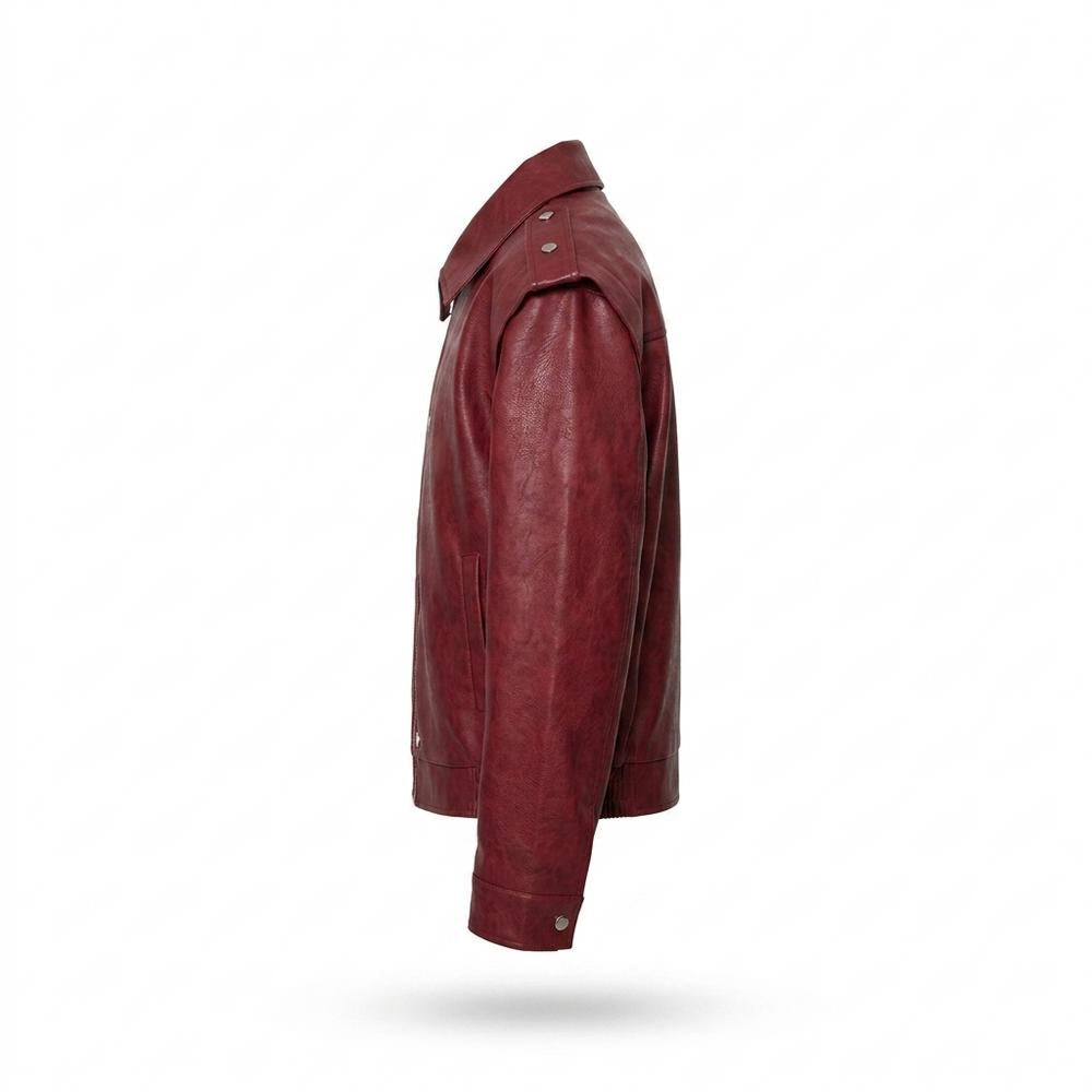 Lederjacken Outlet24 - Cower | Glatte Geknöpfte Lederjacke Herren