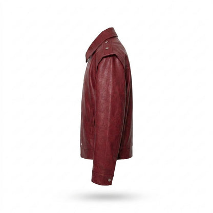 Lederjacken Outlet24 - Cower | Glatte Geknöpfte Lederjacke Herren