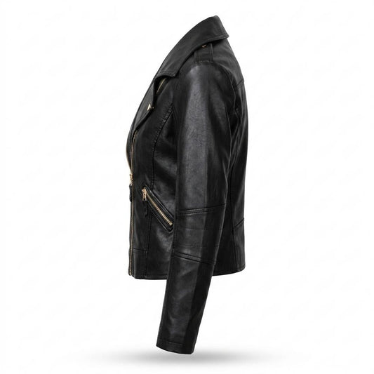 Lederjacken Outlet24 - Ronik | Asymmetrisch Tailliert Lederjacke Damen
