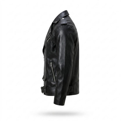 Lederjacken Outlet24 - Vuren | Asymmetrisch Gegürtelt Lederjacke Unisex