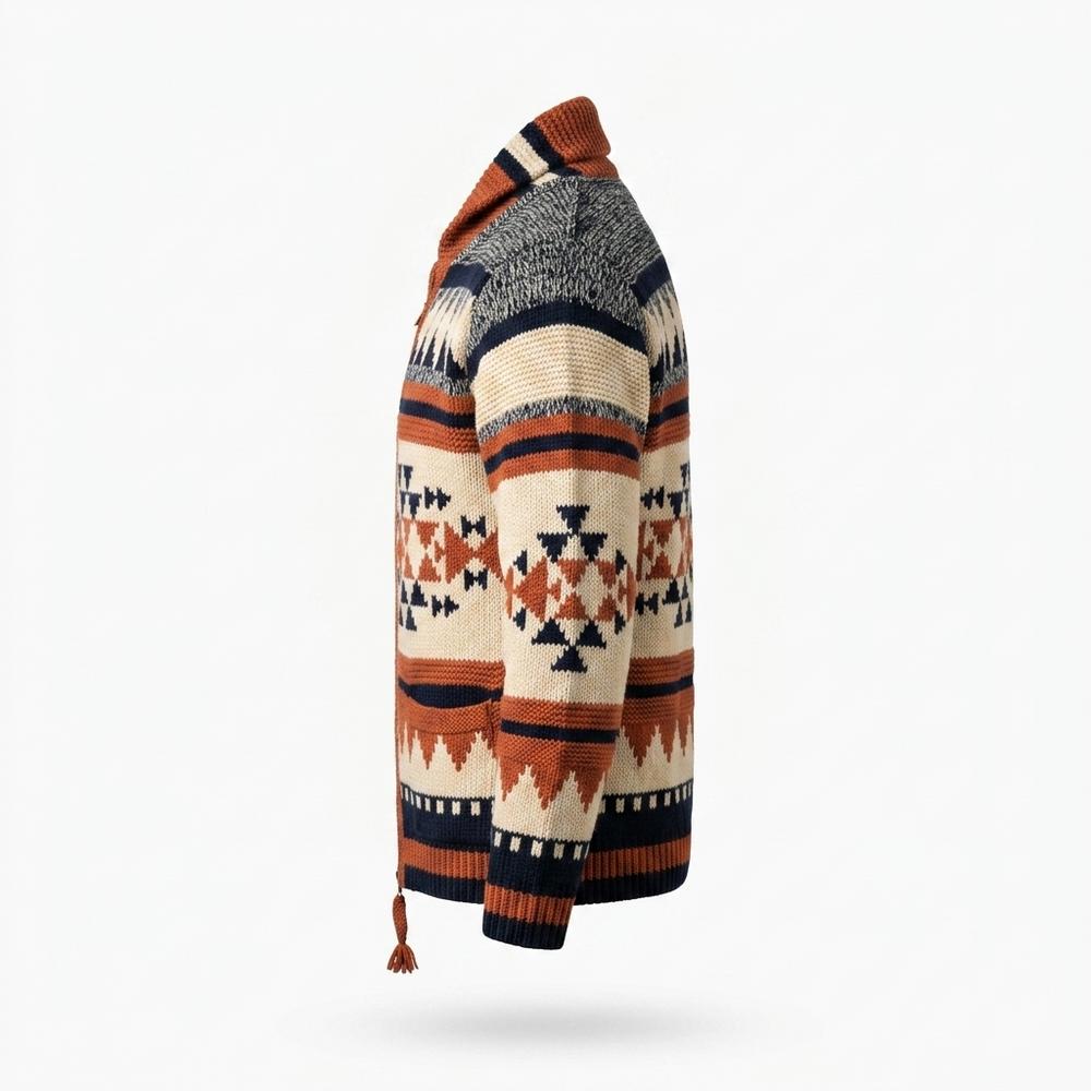 Lederjacken Outlet24 - Yuhik | Gemusterte Grobstrick Strickjacke Herren