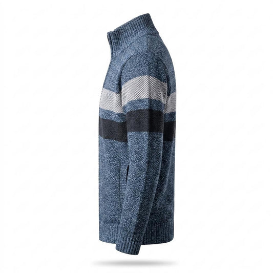 Lederjacken Outlet24 - Cikir | Melierte Gestreifte Strickjacke Herren
