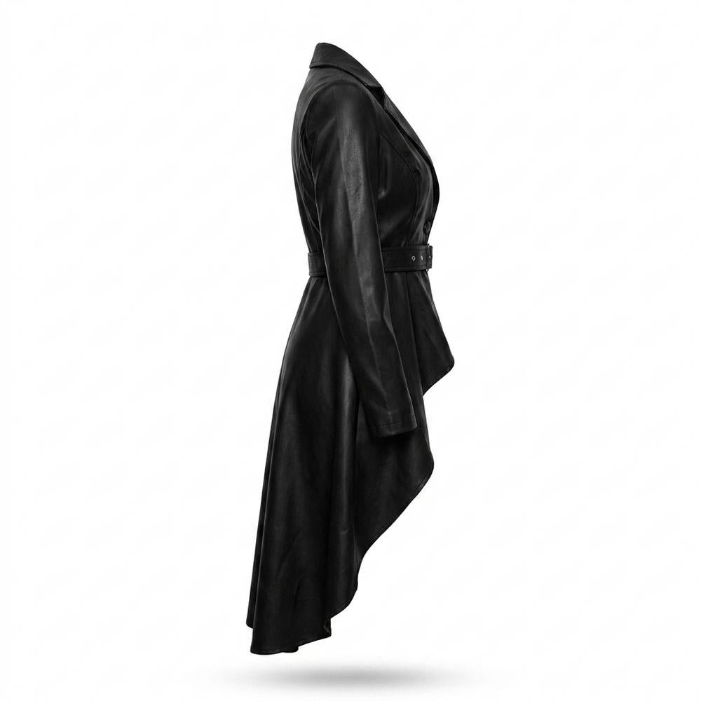 Lederjacken Outlet24 - Dumus | Asymmetrisch Gegürtelt Lederjacke Damen