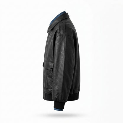 Lederjacken Outlet24 - Vevan | Gefütterte Gerippte Lederjacke Herren