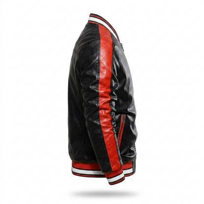 Lederjacken Outlet24 - Euvad | Gestreifte Taillierte Lederjacke Herren
