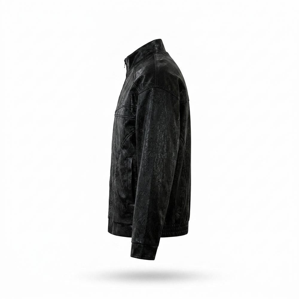 Lederjacken Outlet24 - Sotik | Strukturiert Reißverschluss Lederjacke Unisex