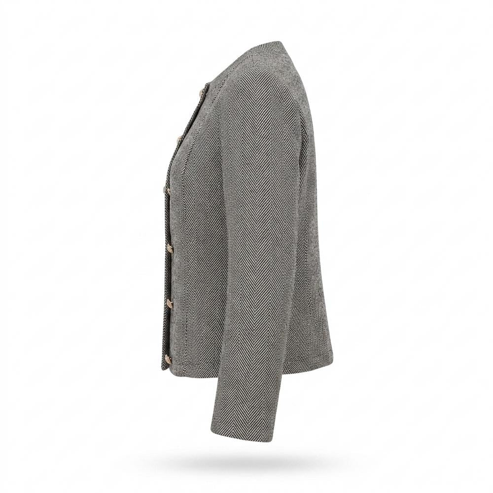 Lederjacken Outlet24 - Rotut | Fischgratgemustert Tailliert Jacke Damen
