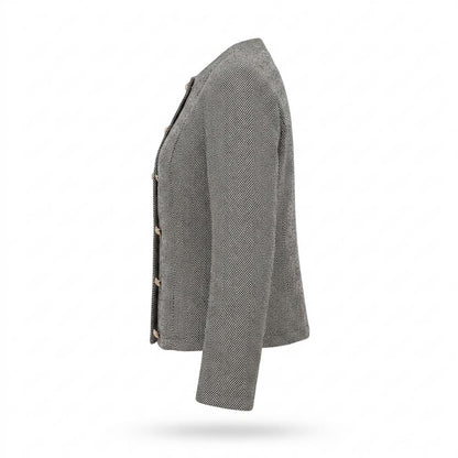 Lederjacken Outlet24 - Rotut | Fischgratgemustert Tailliert Jacke Damen