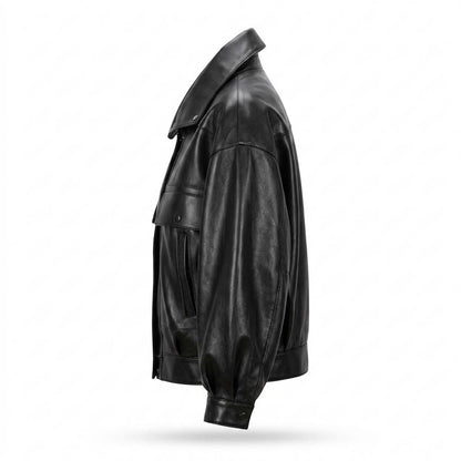 Lederjacken Outlet24 - Zelid | Weit Geschnittene Blousonartige Lederjacke Unisex