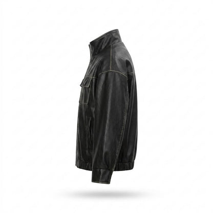 Lederjacken Outlet24 - Renon | Hochschließende Gewaschene Lederjacke Unisex