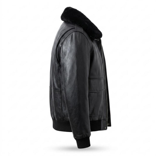 Lederjacken Outlet24 - Vivan | Gefüttert Fellkragen Lederjacke Herren