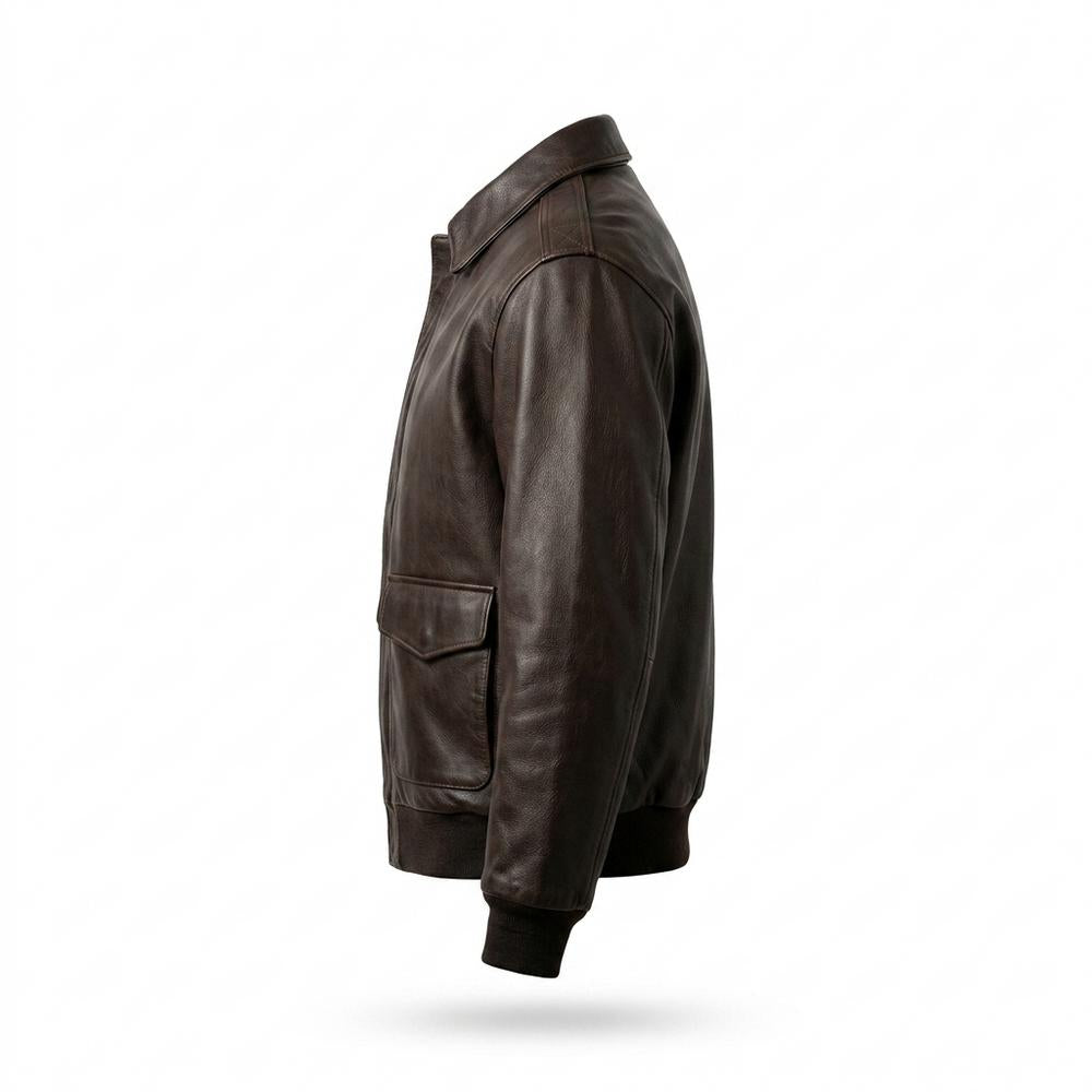 Lederjacken Outlet24 - Kapov | Gefütterte Gerippte Lederjacke Herren