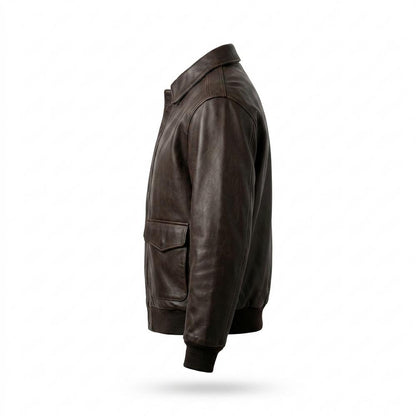 Lederjacken Outlet24 - Kapov | Gefütterte Gerippte Lederjacke Herren