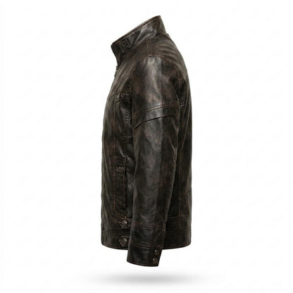 Lederjacken Outlet24 - Mefiv | Strukturiert Mit Stehkragen Lederjacke Herren