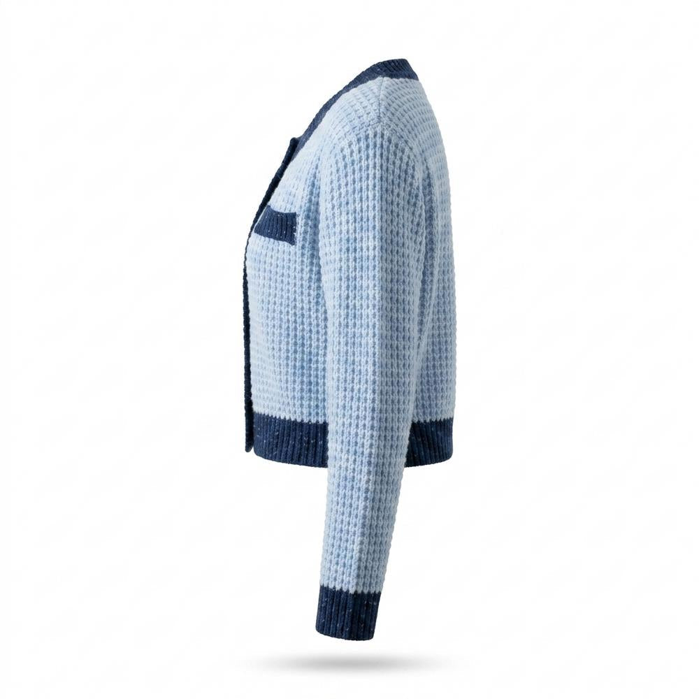 Lederjacken Outlet24 - Kenes | Strukturiert Kurzgeschnitten Cardigan Damen