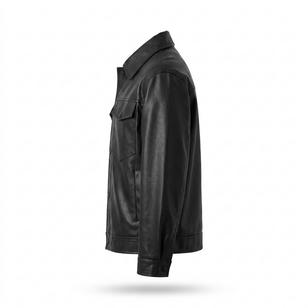 Lederjacken Outlet24 - Eizus | Geknöpft Glatt Lederjacke Herren