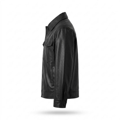 Lederjacken Outlet24 - Eizus | Geknöpft Glatt Lederjacke Herren