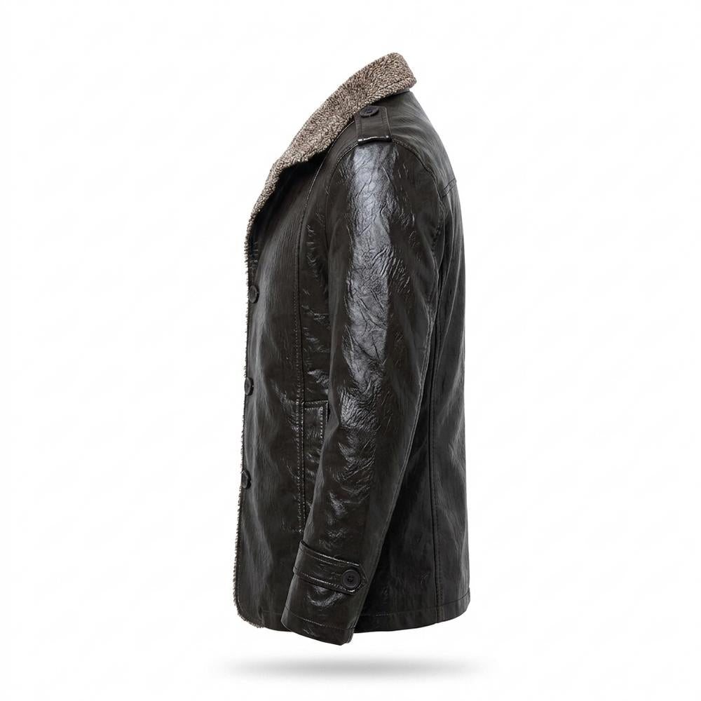 Lederjacken Outlet24 - Savak | Gefüttert Geknöpft Lederjacke Herren